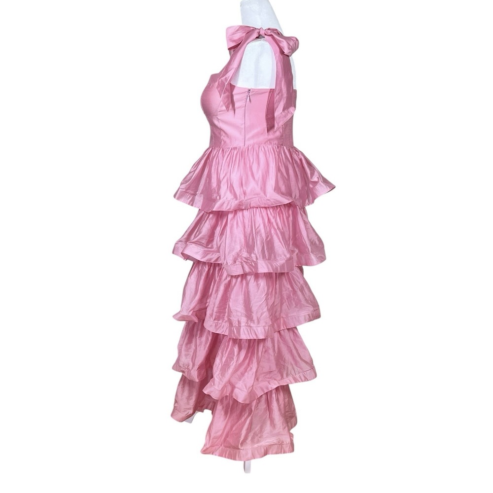 NEW & Other Stories Ruffle Maxi Dress Size 10 Pink Voile Tiers Corset Bodice - Picture 4 of 9